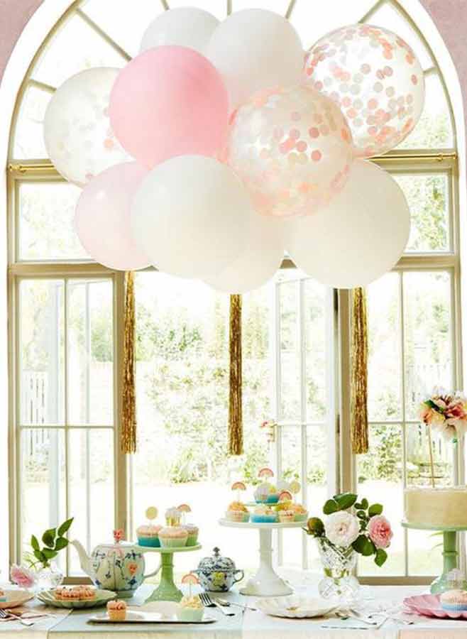 ballongmoln rosa med guldtofsar