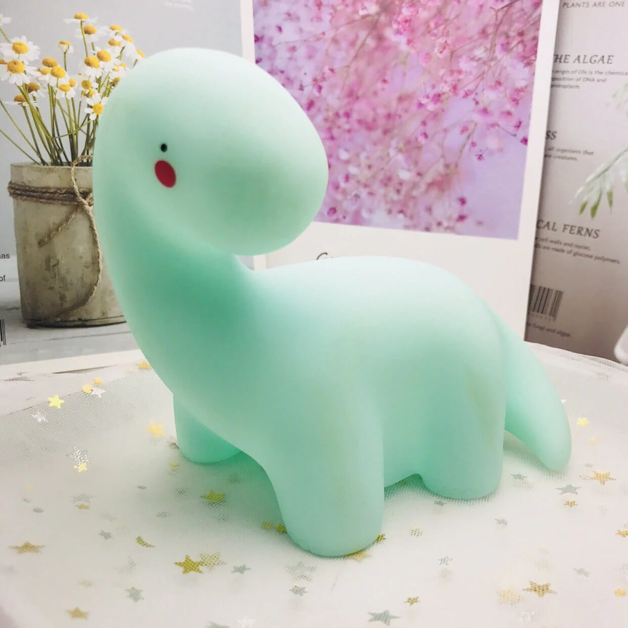 dinosaurie lång hals nattlampa grön