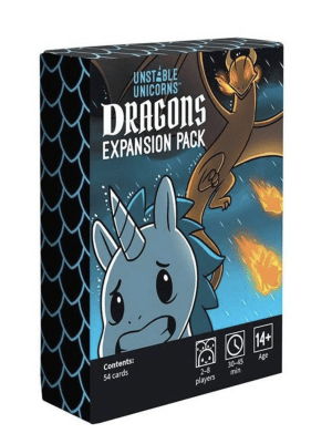 nstable Unicorns: Dragons Expansion Pack med eldtema, 54 kort och drakar