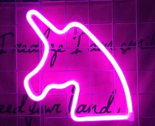 enhörnings neon lampa dekoration